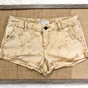 Free People Khaki Green Distressed Jean Shorts